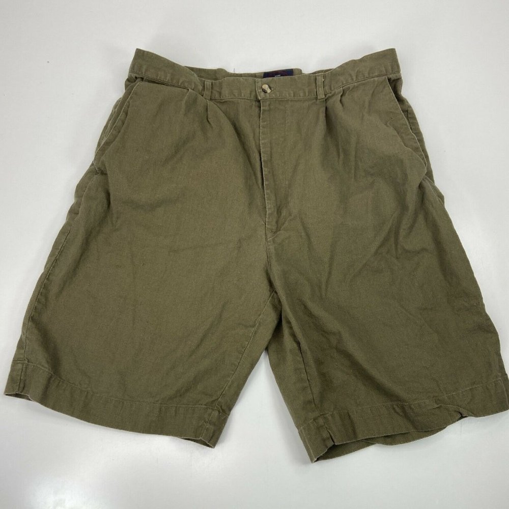 Tom Tailor Men’s Green Linen Blend Flat Front Shorts Size 38